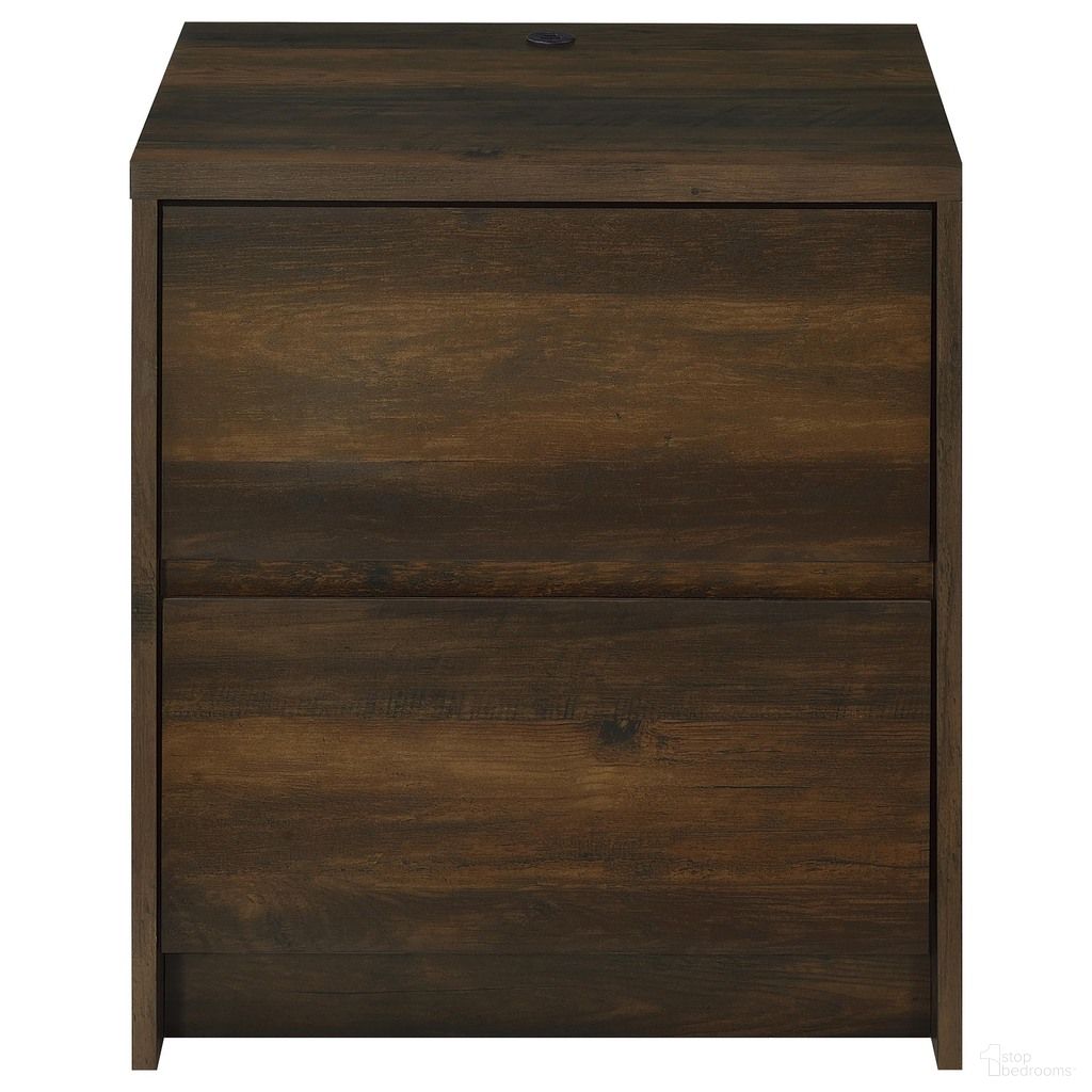 The appearance of Westpark 2-Drawer Nightstand LED Lights and USB In Dark Pine designed by Coaster in the transitional interior design. This dark pine piece of furniture  was selected by 1StopBedrooms from Westpark Collection to add a touch of cosiness and style into your home. Sku: 315882. Material: Particle Board.