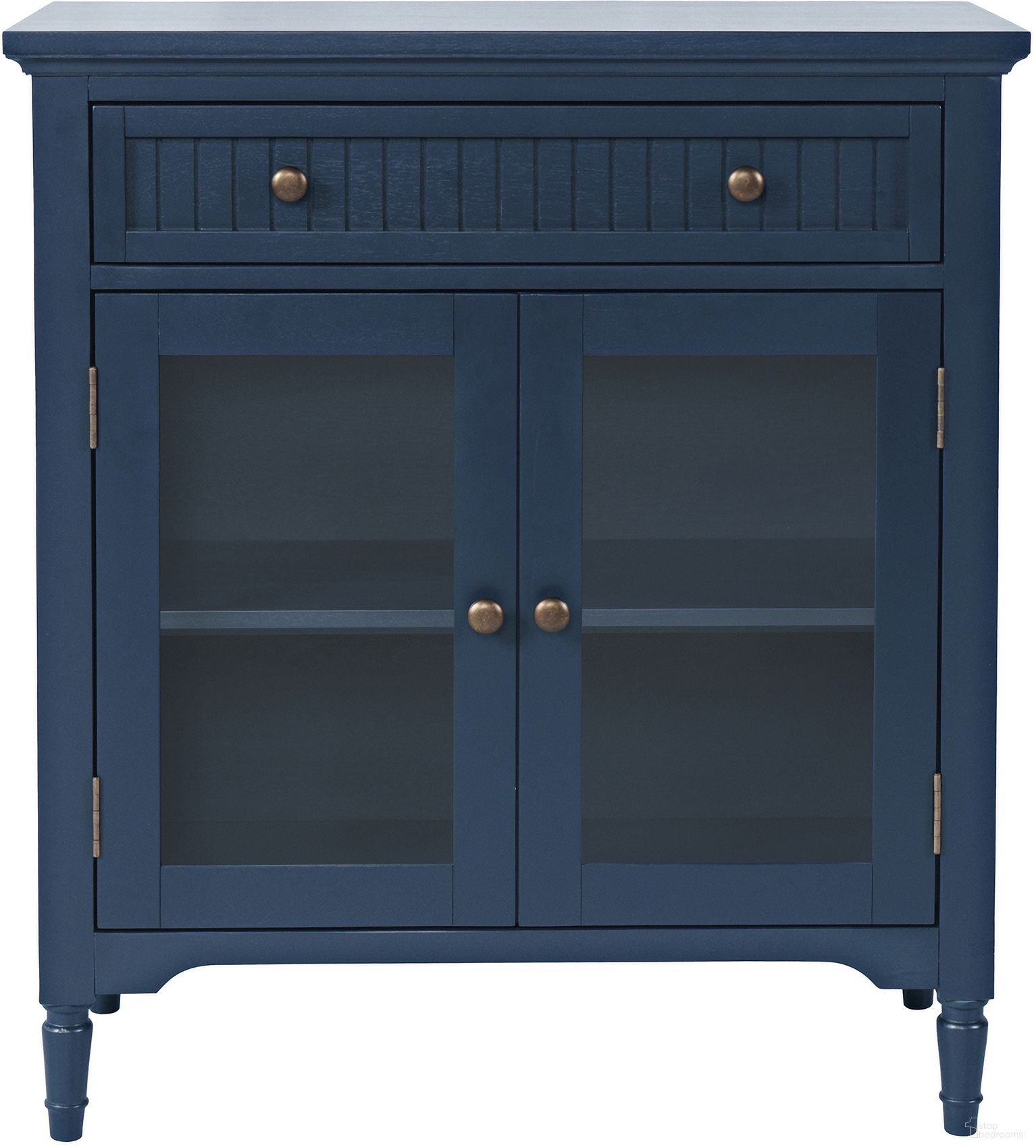 The appearance of Westport 32 Inch Glass Door Accent Cabinet Storage with Adjustable Shelves In Blue designed by Jofran in the country / farmhouse interior design. This blue piece of furniture  was selected by 1StopBedrooms from Westport Collection to add a touch of cosiness and style into your home. Sku: 2546-32. Material: MDF.