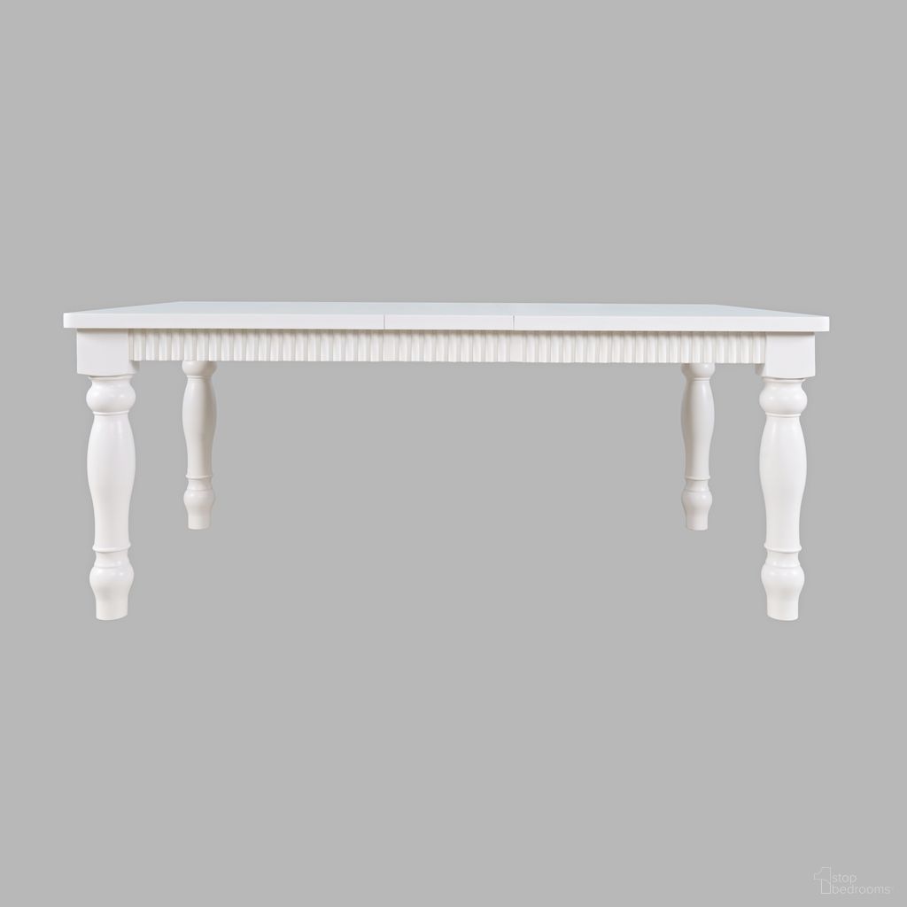 The appearance of Westport 72 Inch Extension Dining Table In White designed by Jofran in the transitional interior design. This white piece of furniture was selected by 1StopBedrooms from Westport Collection to add a touch of cosiness and style into your home. Sku: 2545-72. Table Base Style: Legs. Table Top Shape: Rectangular. Material: Rubberwood. Size: 40" x 72".