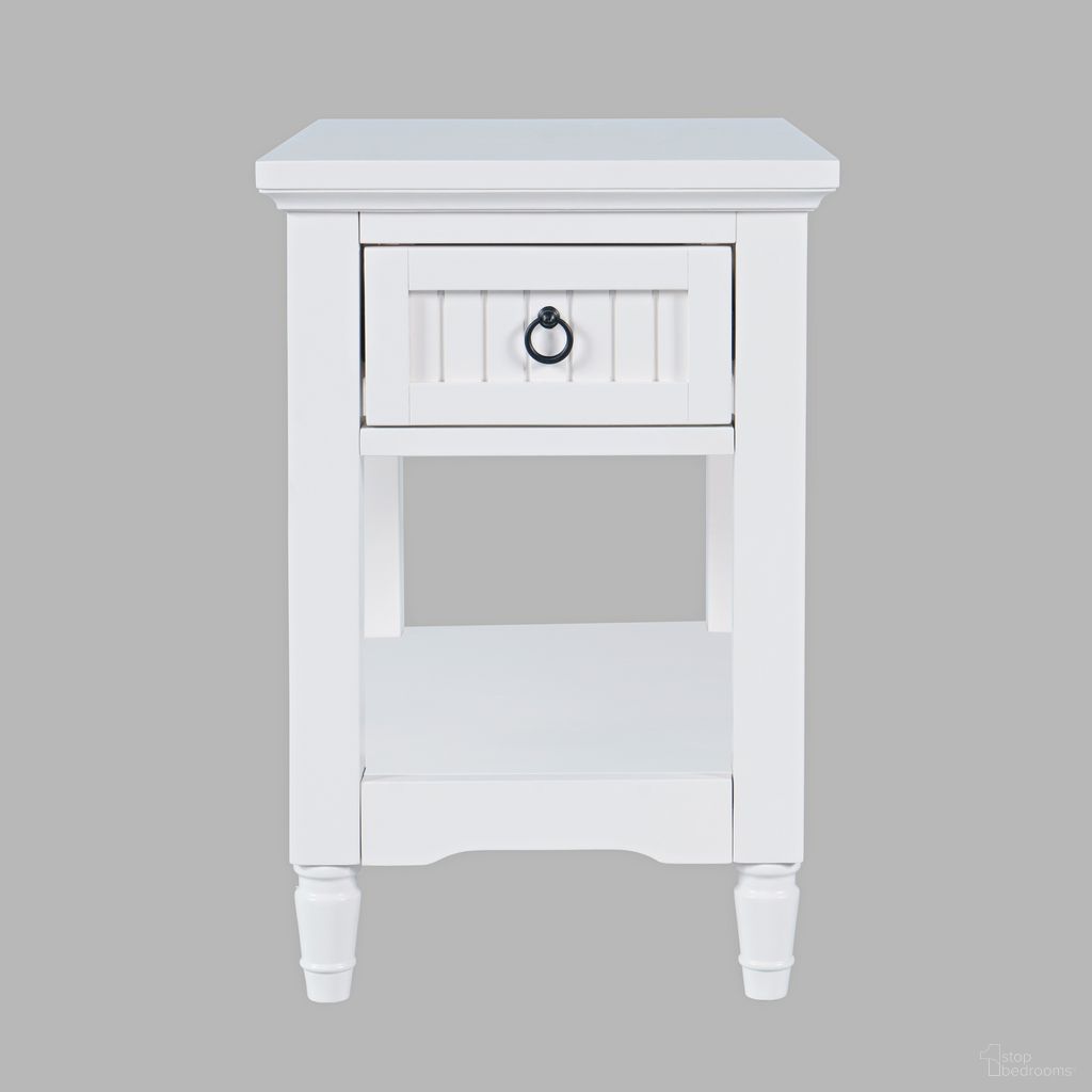 The appearance of Westport Chairside End Table with Storage Shelf In White designed by Jofran in the coastal interior design. This white piece of furniture was selected by 1StopBedrooms from Westport Collection to add a touch of cosiness and style into your home. Sku: 2545-7. Material: Acacia.