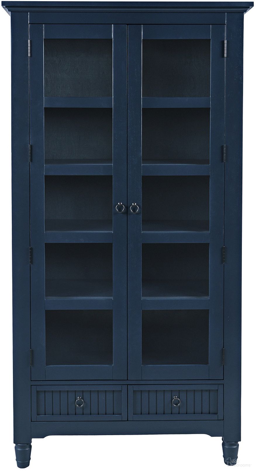 The appearance of Westport Tall Accent Storage Cabinet with Glass Doors and Adjustable Shelves In Navy and Blue designed by Jofran in the country / farmhouse interior design. This navy and blue piece of furniture was selected by 1StopBedrooms from Westport Collection to add a touch of cosiness and style into your home. Sku: 2546-38. Material: MDF.