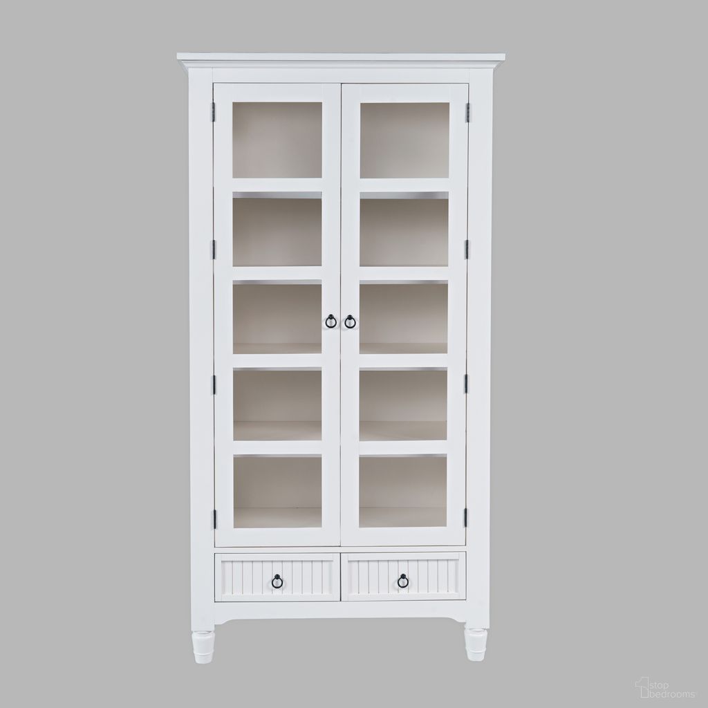 The appearance of Westport Tall Accent Storage Cabinet with Glass Doors and Adjustable Shelves In White designed by Jofran in the country / farmhouse interior design. This white piece of furniture  was selected by 1StopBedrooms from Westport Collection to add a touch of cosiness and style into your home. Sku: 2545-38. Material: MDF.