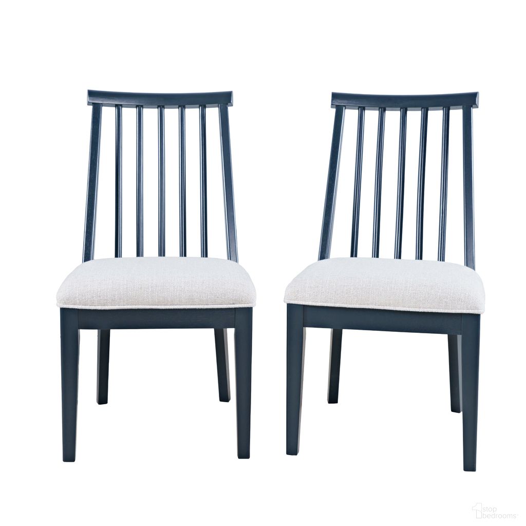The appearance of Westport Upholstered Dowelback Dining Chair Set of 2 In Navy and Blue designed by Jofran in the transitional interior design. This navy and blue piece of furniture was selected by 1StopBedrooms from Westport Collection to add a touch of cosiness and style into your home. Sku: 2546-380KD. Material: Plywood. Chair Type: Side Chair.