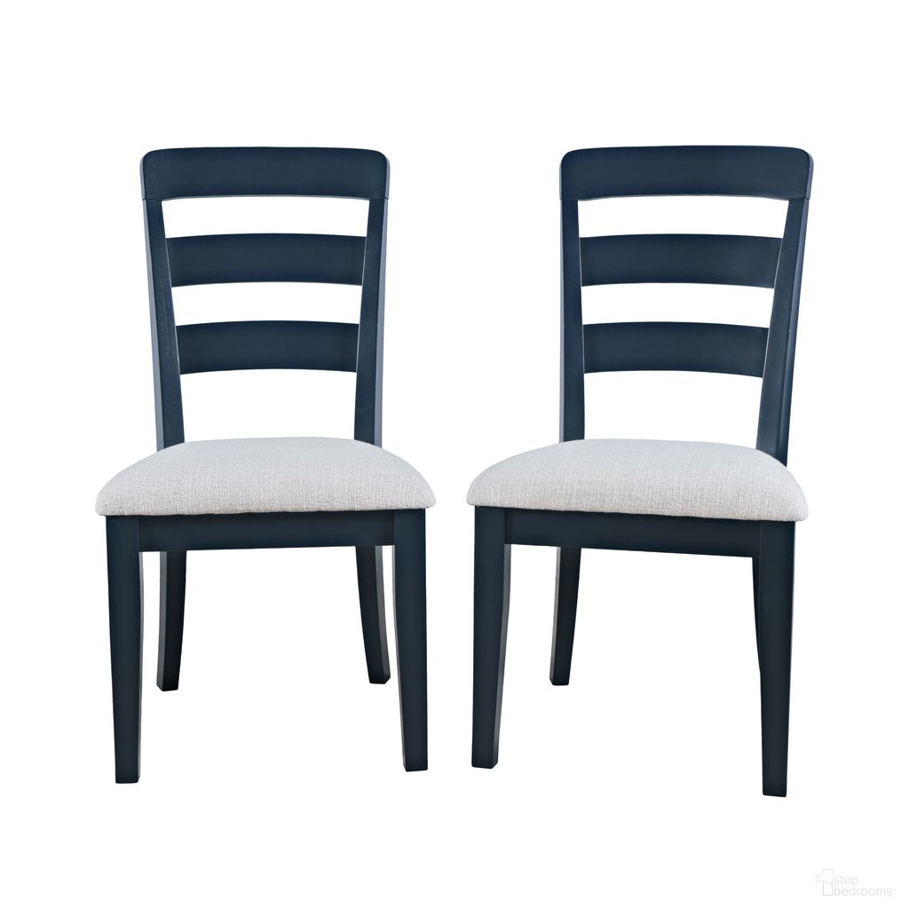 The appearance of Westport Upholstered Ladderback Dining Chair Set of 2 In Navy and Blue designed by Jofran in the transitional interior design. This navy and blue piece of furniture was selected by 1StopBedrooms from Westport Collection to add a touch of cosiness and style into your home. Sku: 2546-360KD. Material: Plywood. Chair Type: Side Chair.