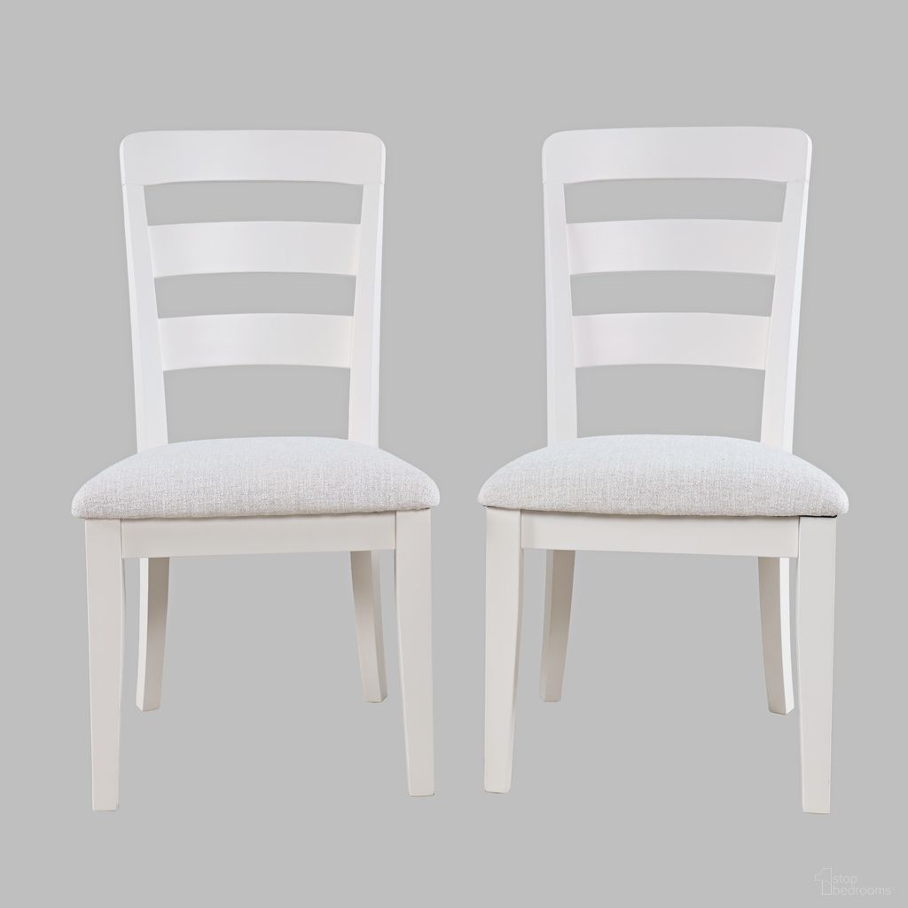 The appearance of Westport Upholstered Ladderback Dining Chair Set of 2 In White designed by Jofran in the transitional interior design. This white piece of furniture was selected by 1StopBedrooms from Westport Collection to add a touch of cosiness and style into your home. Sku: 2545-360KD. Material: Plywood. Chair Type: Side Chair.
