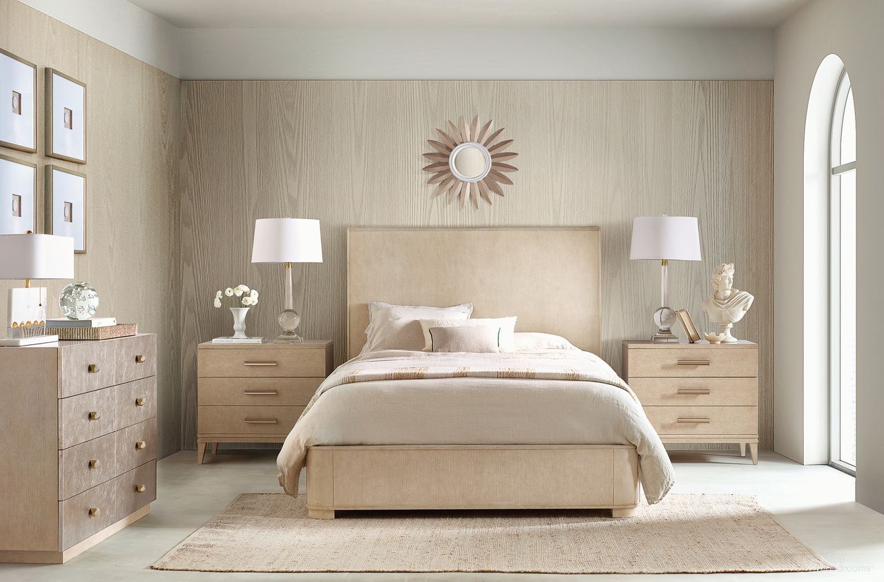 The appearance of Westwood Panel Bedroom Set In Light Wood designed by Hooker in the modern / contemporary interior design. This light wood piece of furniture was selected by 1StopBedrooms from Westwood Collection to add a touch of cosiness and style into your home. Sku: 6133-90250-80;6133-90016-80. Bed Size: Queen. Material: Oak Veneer.