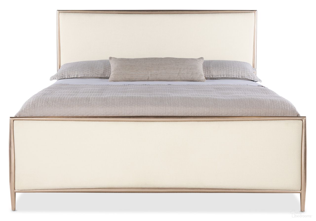 Westwood Queen Upholstered Metal Bed In Beige