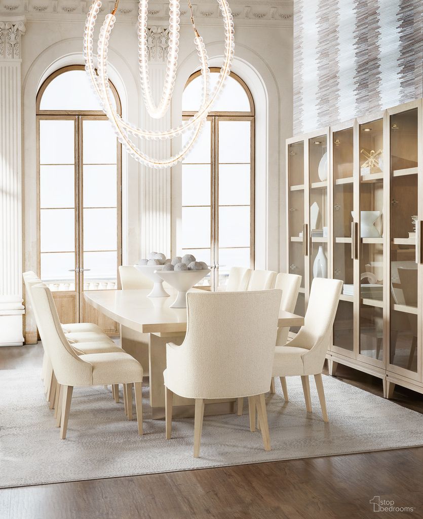 The appearance of Westwood Rectangular Dining Room Set In Light Wood designed by Hooker in the modern / contemporary interior design. This light wood piece of furniture  was selected by 1StopBedrooms from Westwood Collection to add a touch of cosiness and style into your home. Sku: 6133-75200-80;6133-75510-80. Material: Metal. Table Top Shape: Rectangular. Size: 44" x 86".
