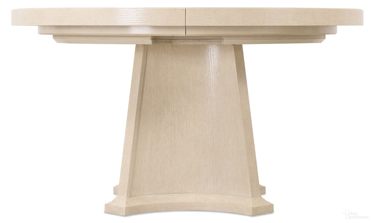 The appearance of Westwood Round Dining Table with One 20-inch Leaf In Light Wood designed by Hooker in the modern / contemporary interior design. This light wood piece of furniture  was selected by 1StopBedrooms from Westwood Collection to add a touch of cosiness and style into your home. Sku: 6133-75221-80. Table Base Style: Pedestal. Table Top Shape: Round. Size: 54". Material: Oak Veneer.