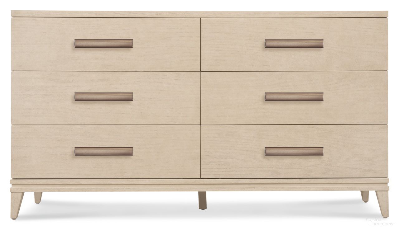 The appearance of Westwood Six-Drawer Dresser In Light Wood designed by Hooker in the modern / contemporary interior design. This light wood piece of furniture  was selected by 1StopBedrooms from Westwood Collection to add a touch of cosiness and style into your home. Sku: 6133-90002-80. Material: Oak Veneer.