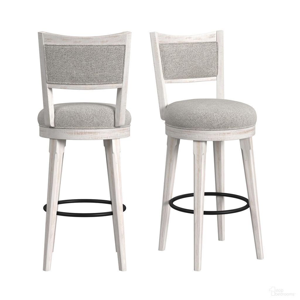 The appearance of Westwood Swivel Bar Stool Set of 2 In Grey and Rustic White designed by Picket House in the country / farmhouse interior design. This grey/rustic white piece of furniture was selected by 1StopBedrooms from Westwood Collection to add a touch of cosiness and style into your home. Sku: D-12850-7-BST. Material: Wood.