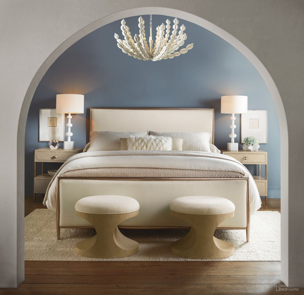 Westwood Upholstered Metal Bedroom Set In Beige