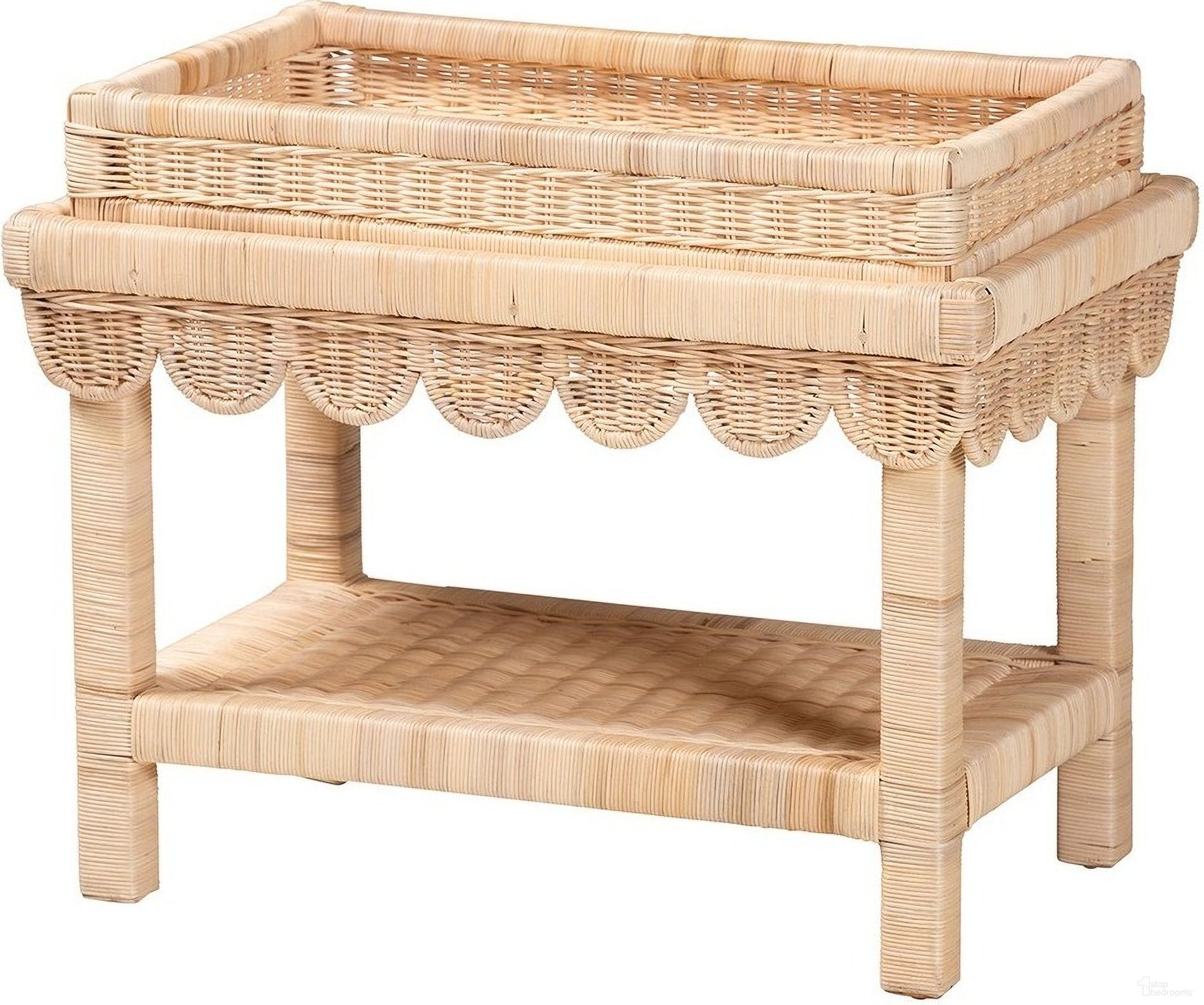 The appearance of Weyman Handwoven Rattan End Table In Natural Brown designed by Baxton Studio in the bohemian interior design. This natural brown piece of furniture  was selected by 1StopBedrooms from Weyman Collection to add a touch of cosiness and style into your home. Sku: WS158-Natural Rattan-ET. Material: Mahogany.