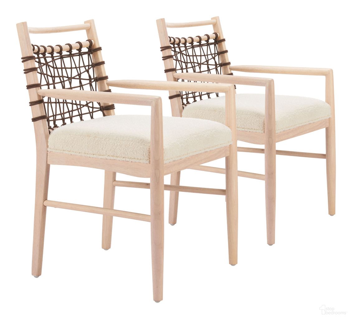 The appearance of Wezly Dining Chair Set of 2 In Ivory designed by Zuo Modern in the modern / contemporary interior design. This ivory piece of furniture  was selected by 1StopBedrooms from Wezly Collection to add a touch of cosiness and style into your home. Sku: 110689. Material: Polyester. Chair Type: Arm Chair.