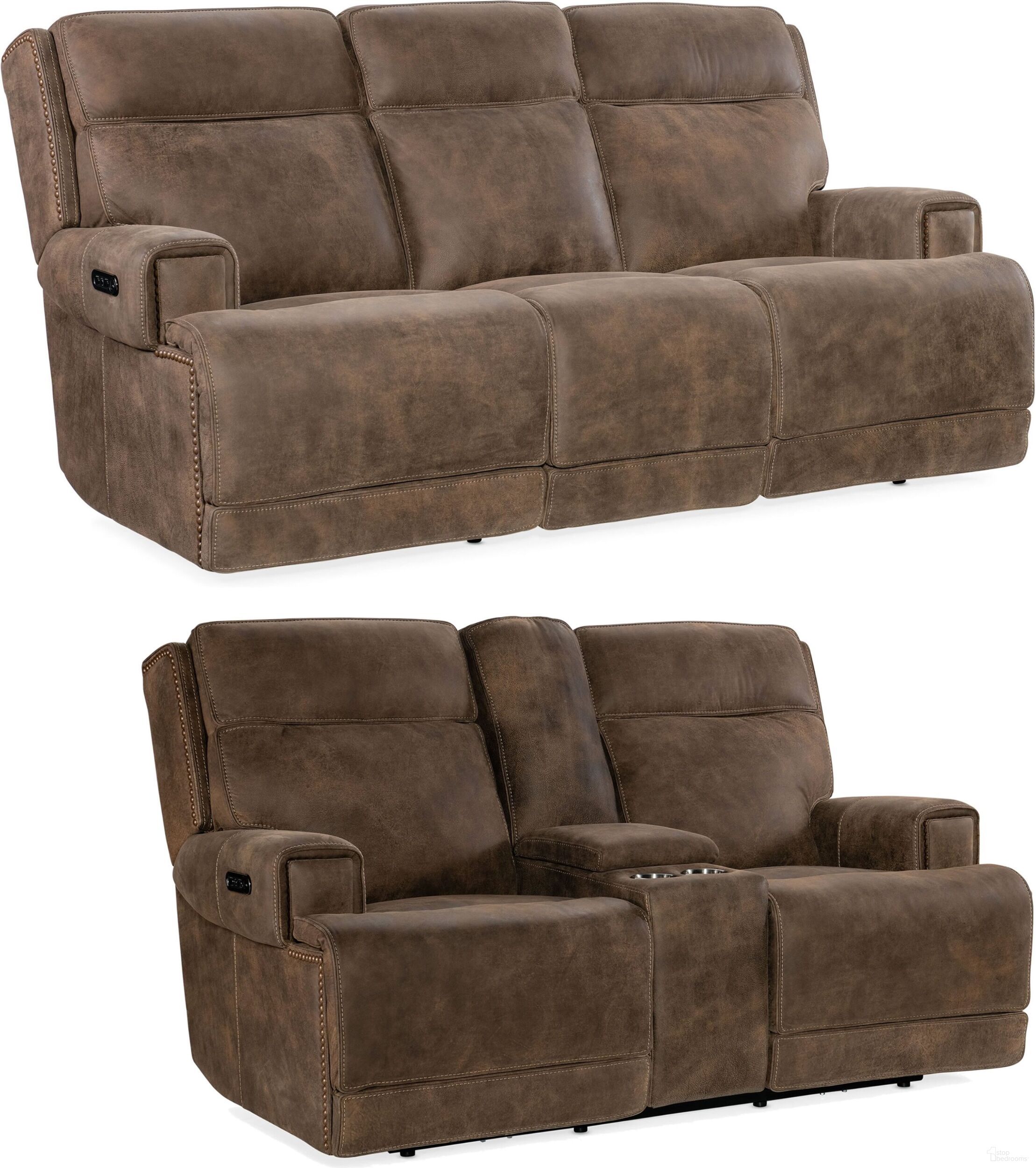The appearance of Wheeler Brown Power Reclining Living Room Set With Power Headrest designed by Hooker in the transitional interior design. This brown piece of furniture was selected by 1StopBedrooms from MS Collection to add a touch of cosiness and style into your home. Sku: SS762-PHZ3-085;SS762-PHZC2-085. Material: Leather.