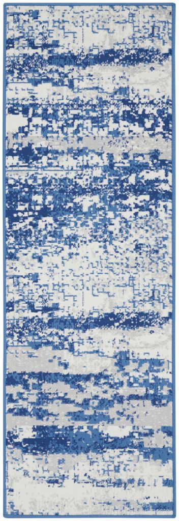 Whimsicle 2' x 8' Modern Indoor Rug In Ivory and Navy