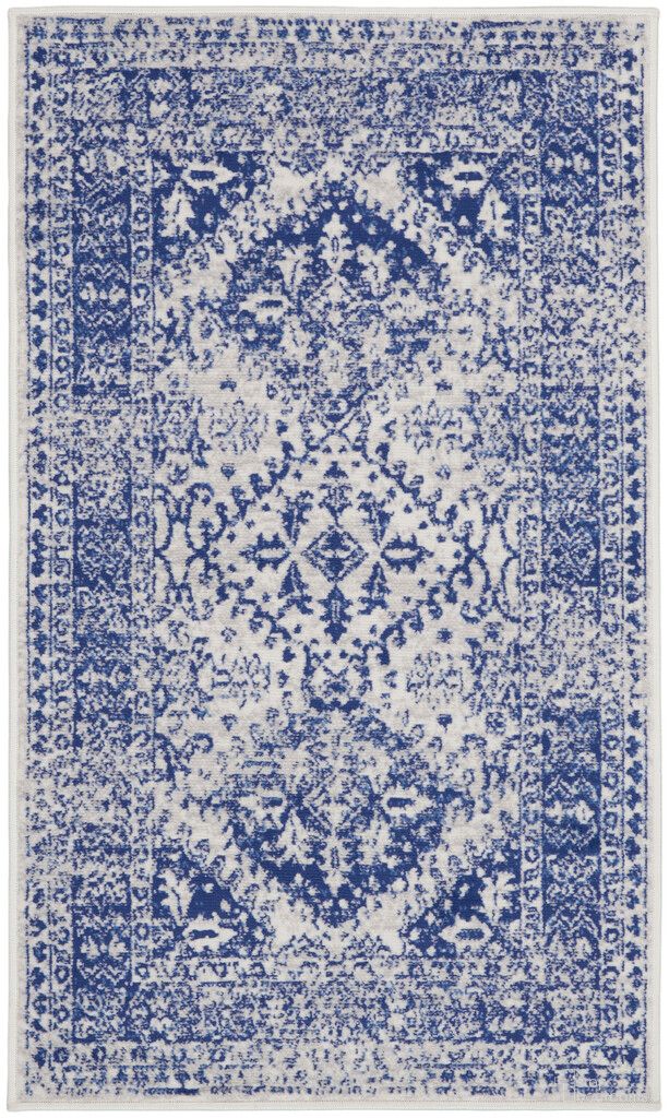 Whimsicle 3' x 5' Farmhouse Indoor Rug In Ivory and Navy