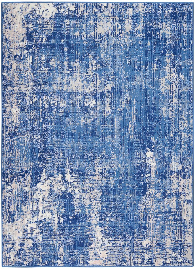 Whimsicle 4' x 6' Indoor Rug In Blue and Ivory