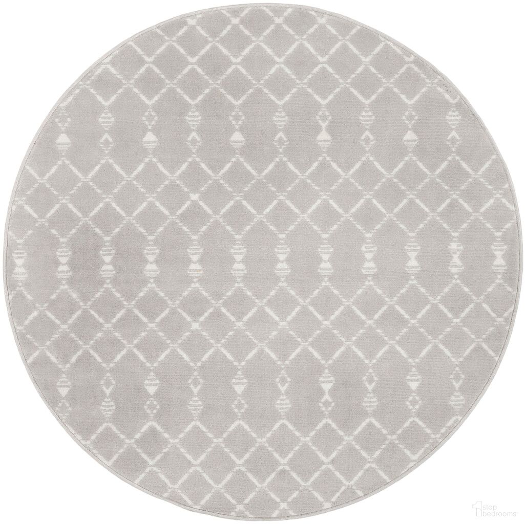 Whimsicle 5' x 5' Round Bohemian Indoor Rug In Grey