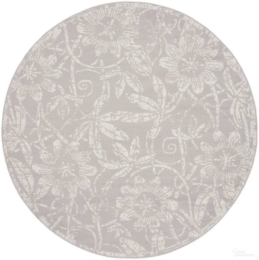 Whimsicle 5' x 5' Round Farmhouse Indoor Rug In Grey