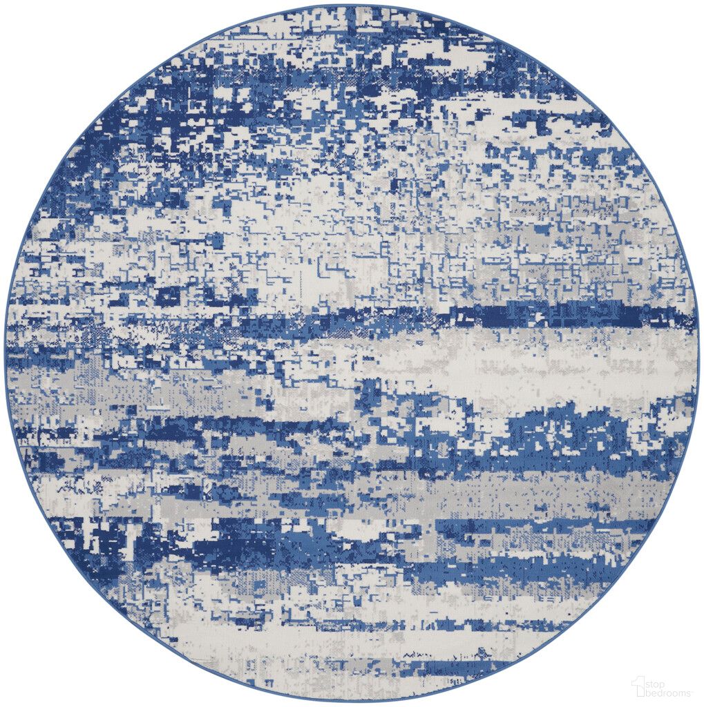 Whimsicle 5' x 5' Round Modern Indoor Rug In Ivory and Navy