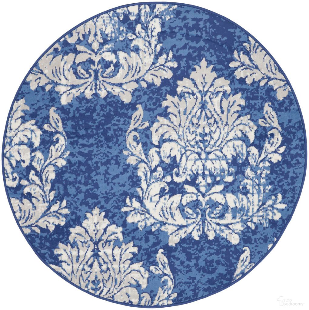 Whimsicle 5' x 5' Round Indoor Rug In Navy and Ivory