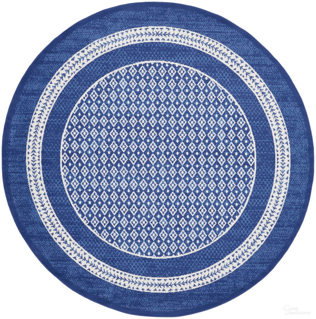 Whimsicle 5' x 5' Round Farmhouse Indoor Rug In Navy