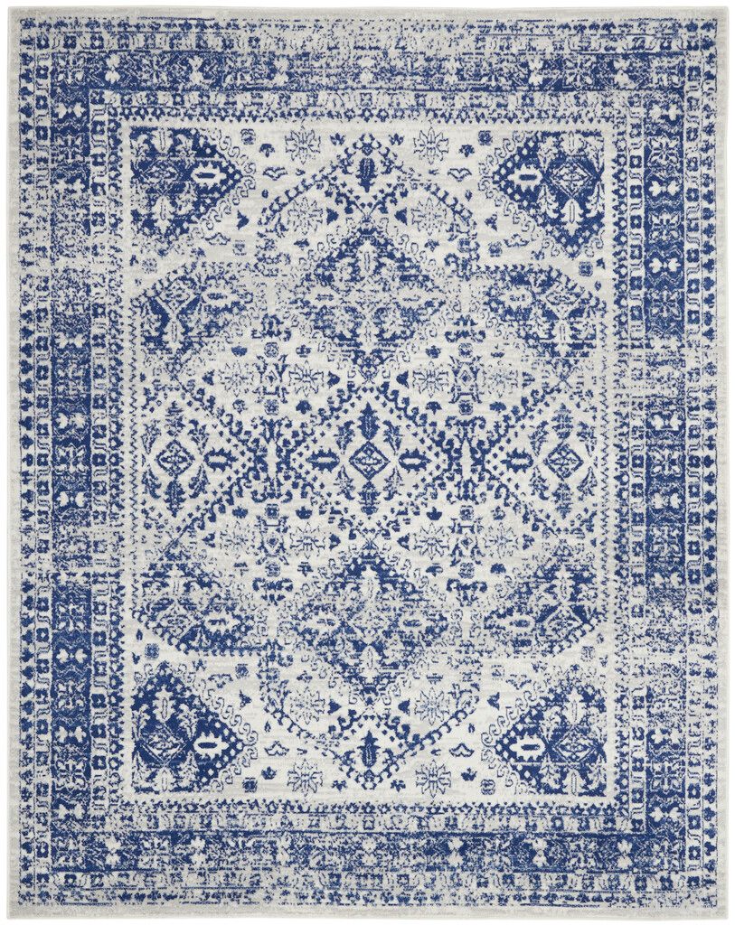 Whimsicle 7' x 10' Farmhouse Indoor Rug In Ivory and Navy