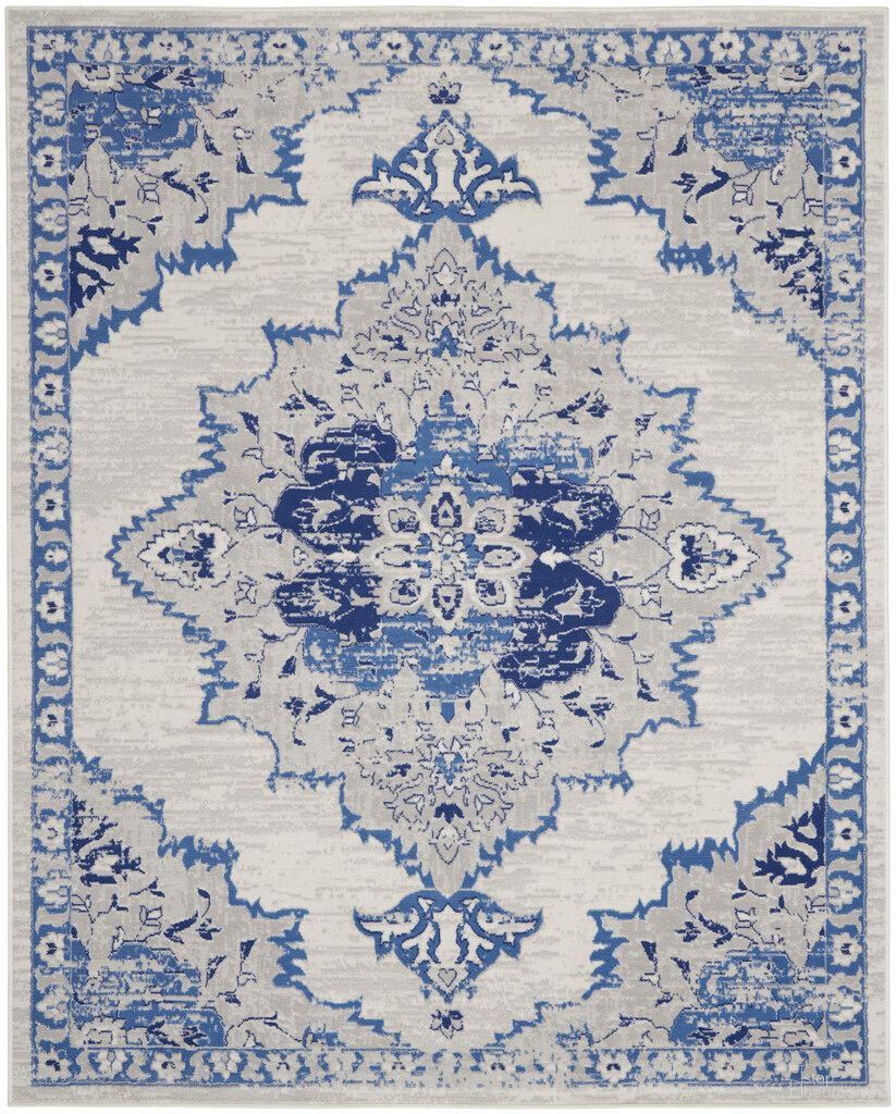 Whimsicle 7' x 10' Bohemian Indoor Rug In Ivory Blue