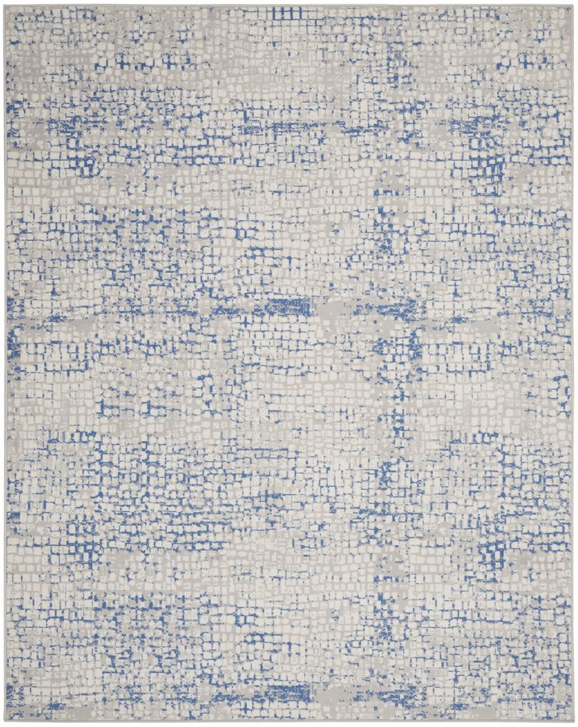 Whimsicle 8'4" x 11'6" Modern Indoor Rug In Grey and Blue
