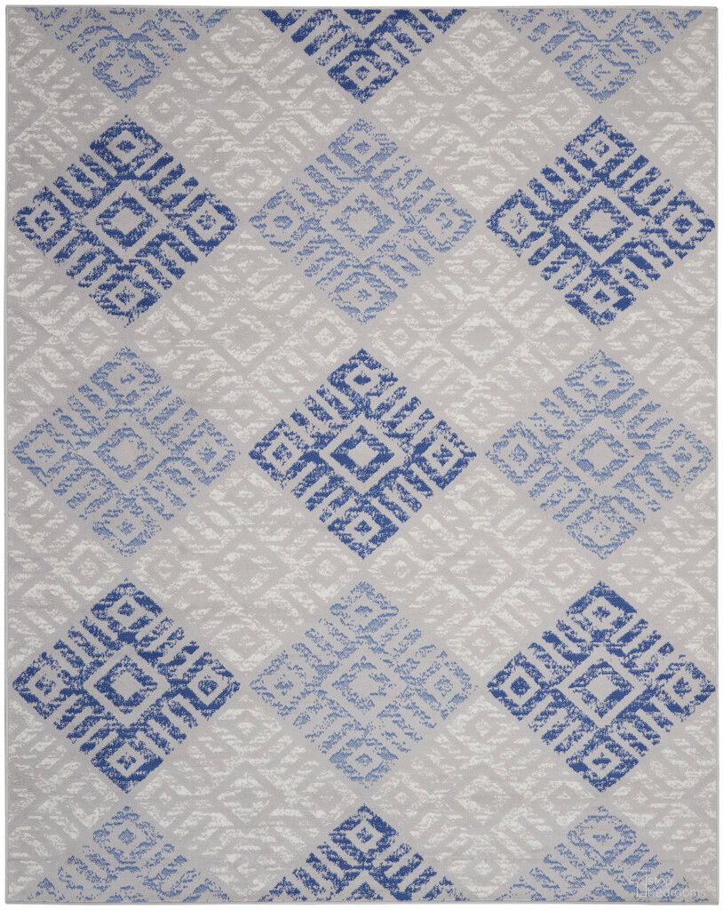 Whimsicle 8'4" x 11'6" Bohemian Indoor Rug In Grey and Blue