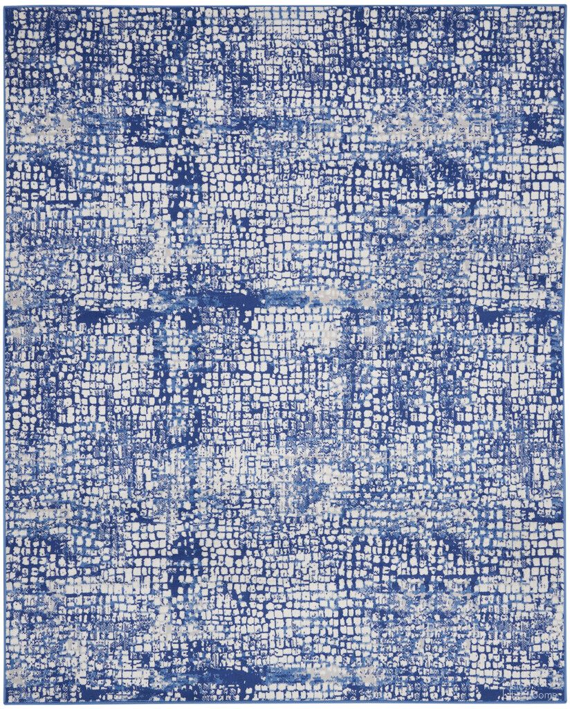 Whimsicle 8'4" x 11'6" Modern Indoor Rug In Ivory and Navy