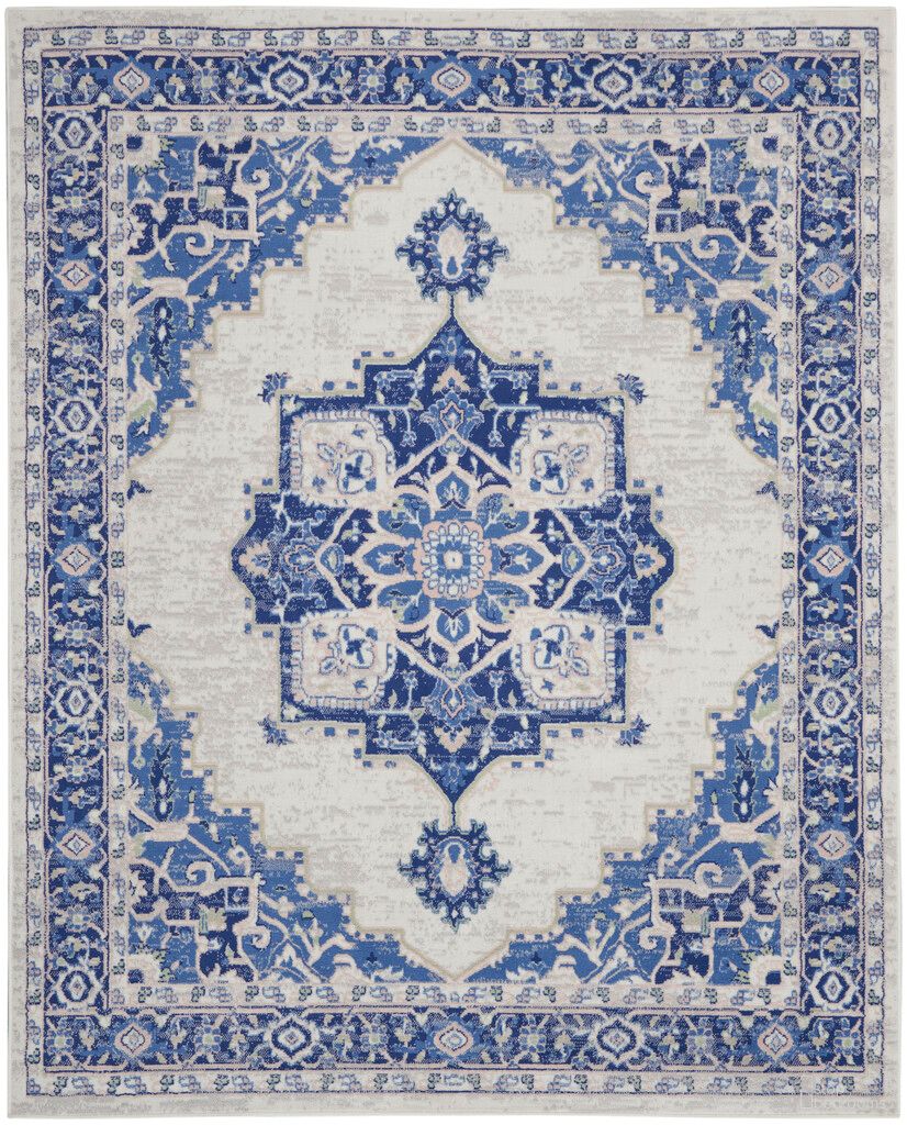 Whimsicle 8'4" x 11'6" Farmhouse Indoor Rug In Ivory Blue