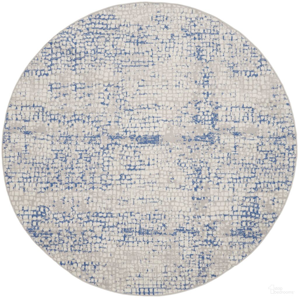 Whimsicle 8' x 8' Round Modern Indoor Rug In Grey and Blue