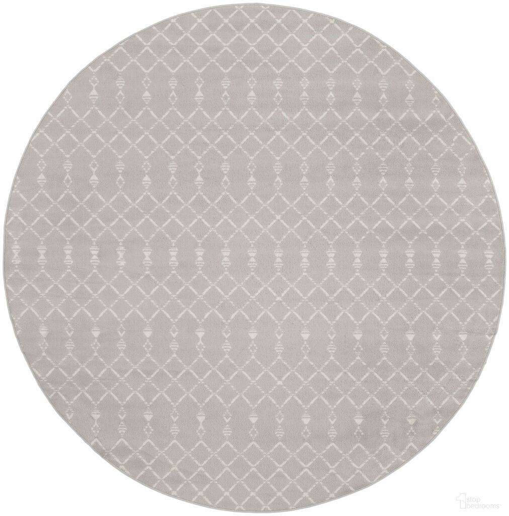 Whimsicle 8' x 8' Round Bohemian Indoor Rug In Grey