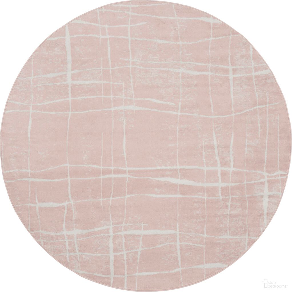 Whimsicle 8' x 8' Round Indoor Rug In Ivory and Pink
