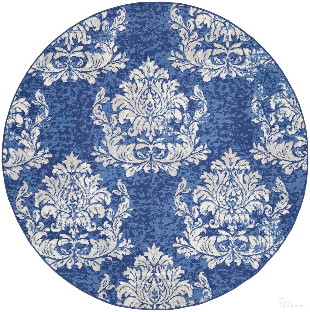 Whimsicle 8' x 8' Round Indoor Rug In Navy and Ivory