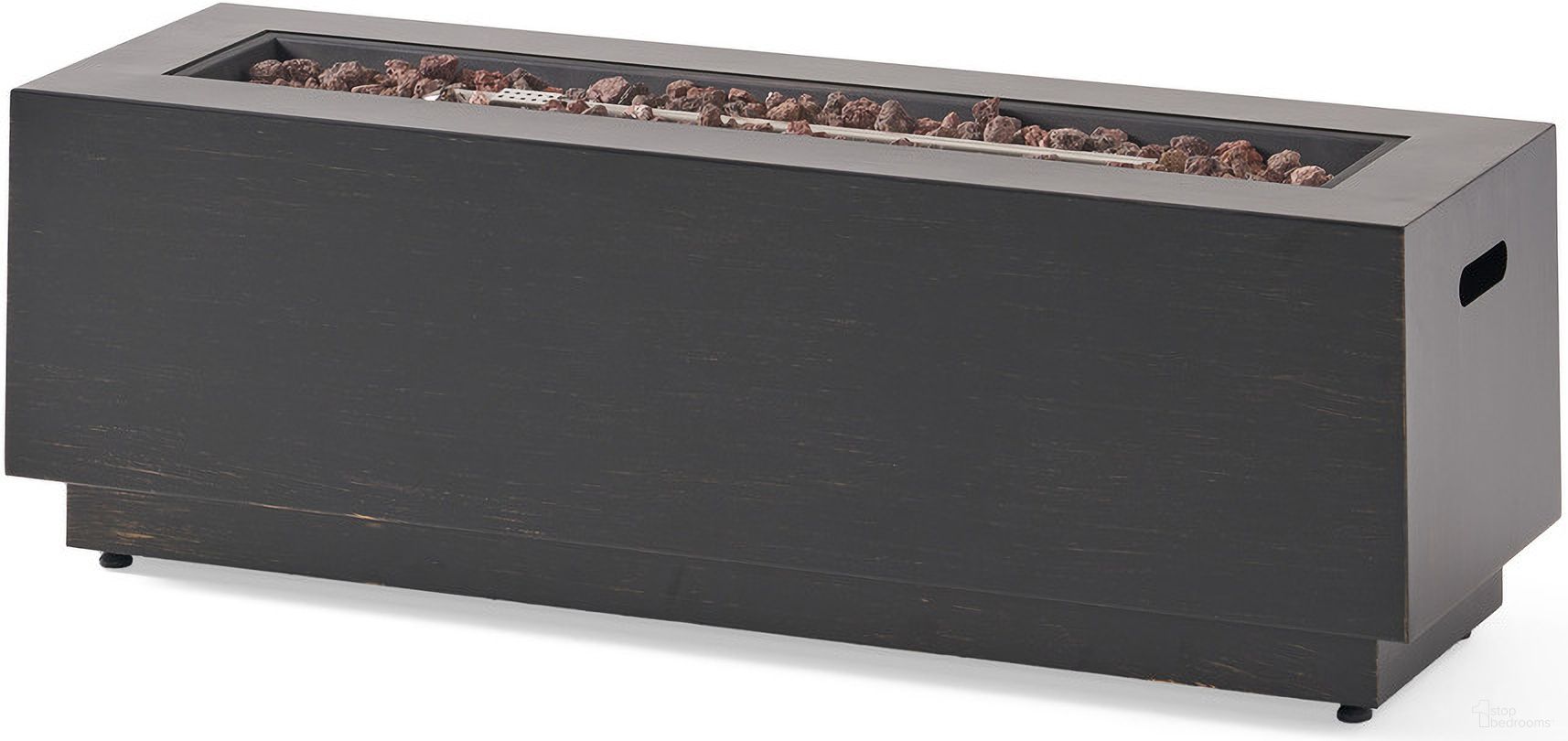 The appearance of Whispering Outdoor Rectangular Fire Pit with Tank Holder In Concrete designed by Noble House in the modern / contemporary interior design. This concrete piece of furniture was selected by 1StopBedrooms from Whispering Collection to add a touch of cosiness and style into your home. Sku: 62836.00BRN-50K. Material: Iron.