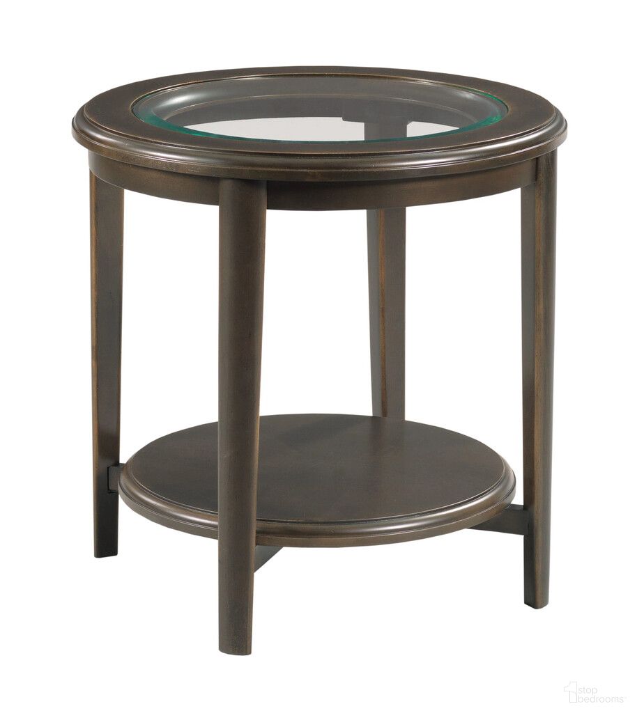 Whitaker Round End Table In Black Denim