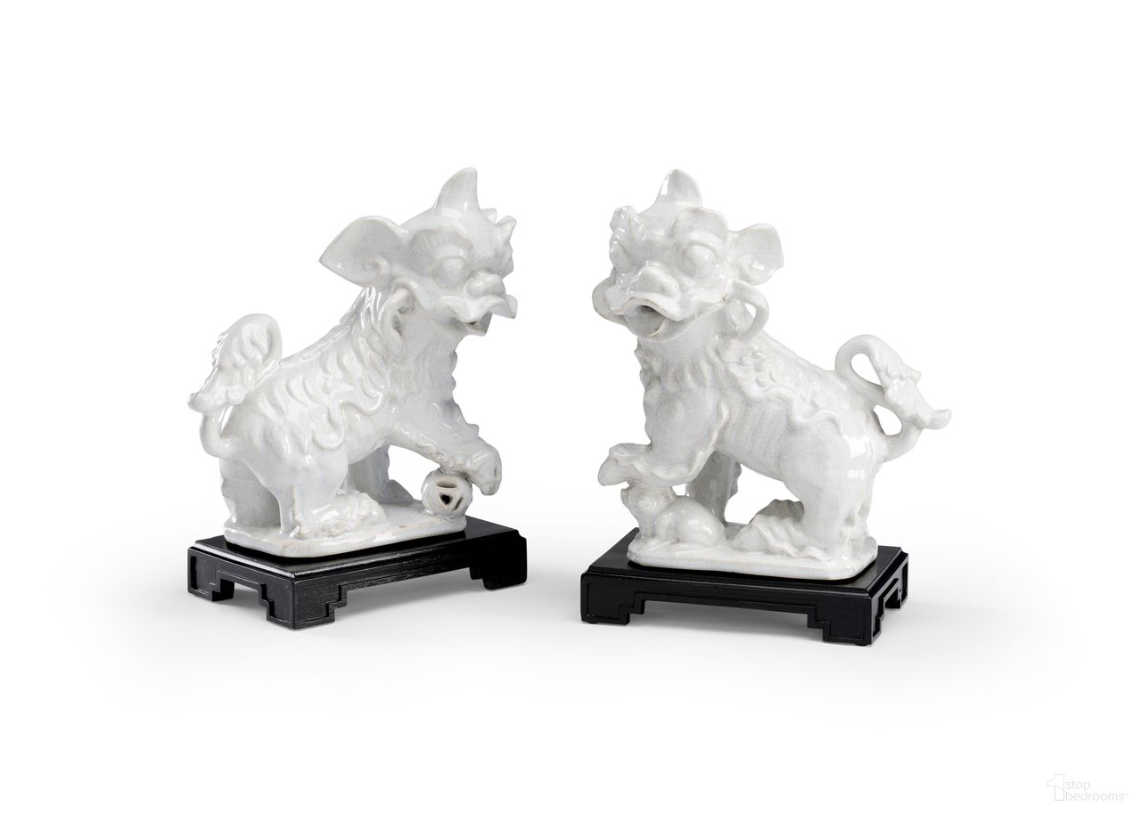 White Chinese Dogs (Pr) In White and Cream