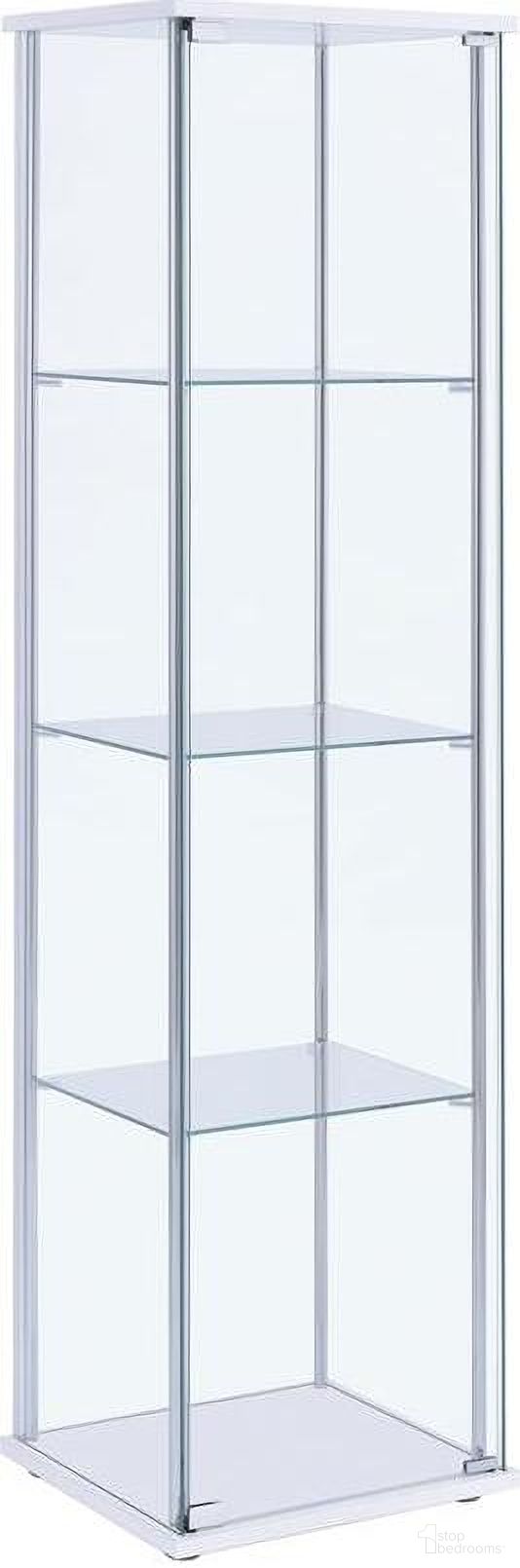 Bellatrix Rectangular 4-shelf Curio Cabinet White and Clear