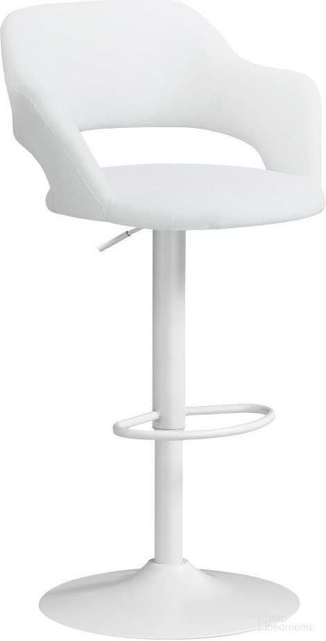 The appearance of White Metal Barstool With Hydraulic Lift designed by Monarch Specialties in the modern / contemporary interior design. This white piece of furniture  was selected by 1StopBedrooms from  to add a touch of cosiness and style into your home. Sku: I 2382. Material: MDF.