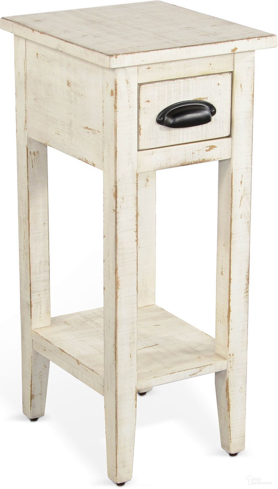 The appearance of White Sand Chair Side Table designed by Sunny Designs in the modern / contemporary interior design. This white sand piece of furniture was selected by 1StopBedrooms from Marina Collection to add a touch of cosiness and style into your home. Sku: 2077WS. Material: Solid Wood.