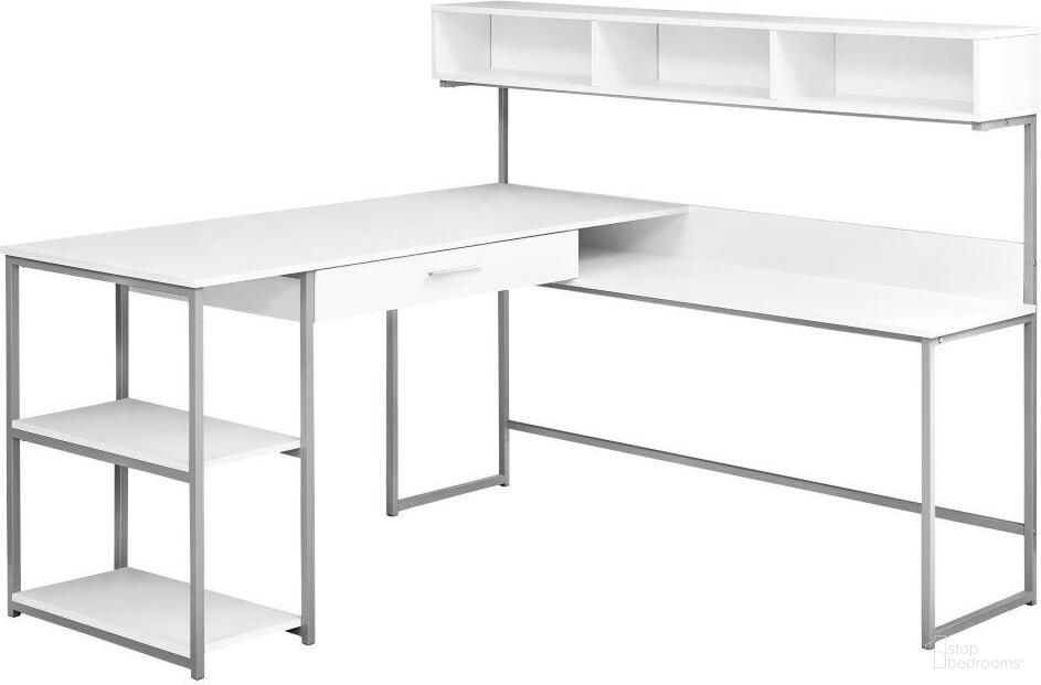 The appearance of White Silver Metal Computer Desk Corner designed by Monarch Specialties in the modern / contemporary interior design. This white piece of furniture was selected by 1StopBedrooms from to add a touch of cosiness and style into your home. Sku: I 7162. Material: MDF.