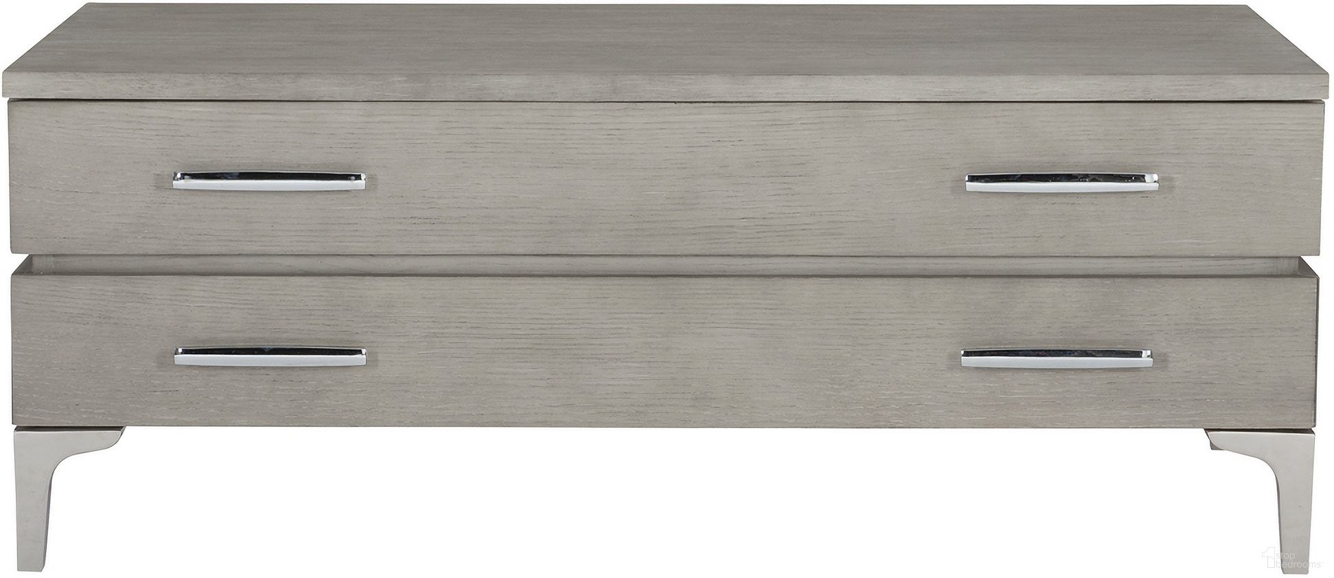 The appearance of Whitley Cocktail Table designed by Bernhardt in the transitional interior design. This grey truffle/polished stainless steel piece of furniture was selected by 1StopBedrooms from Whitley Collection to add a touch of cosiness and style into your home. Sku: 419021. Material: Wood.