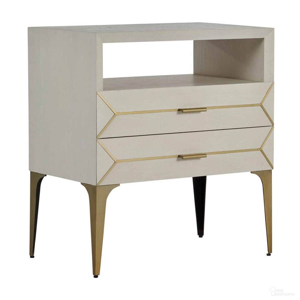 The appearance of Whitley Nightstand In Cerused White and Stained Brass designed by Gabby in the transitional interior design. This cerused white/stained brass piece of furniture was selected by 1StopBedrooms from Whitley Collection to add a touch of cosiness and style into your home. Sku: SCH-166310. Material: Iron.