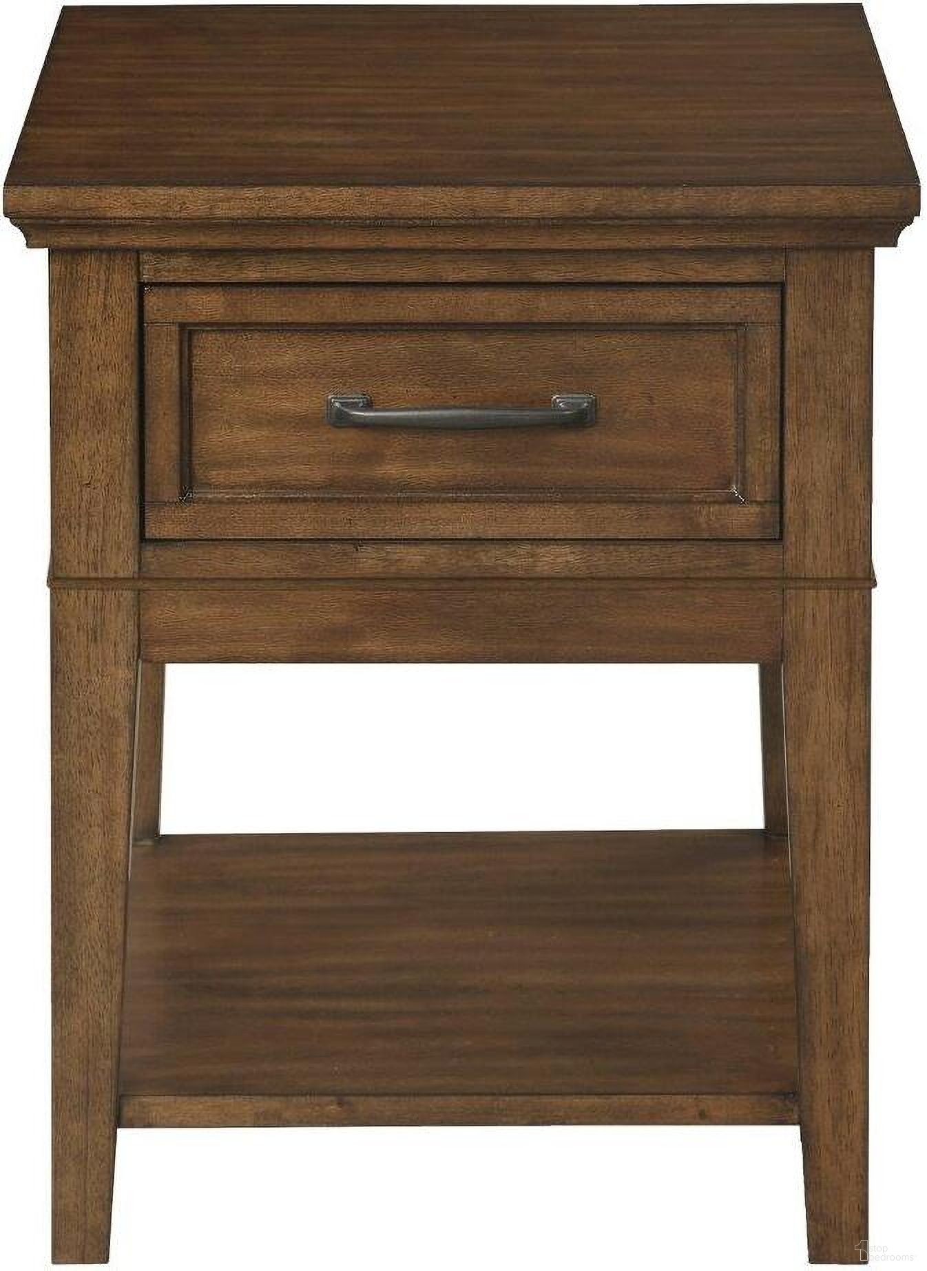 The appearance of Whitley Walnut End Table designed by Homelegance in the transitional interior design. This brown piece of furniture  was selected by 1StopBedrooms from Whitley Collection to add a touch of cosiness and style into your home. Sku: 3620-04. Material: Wood.