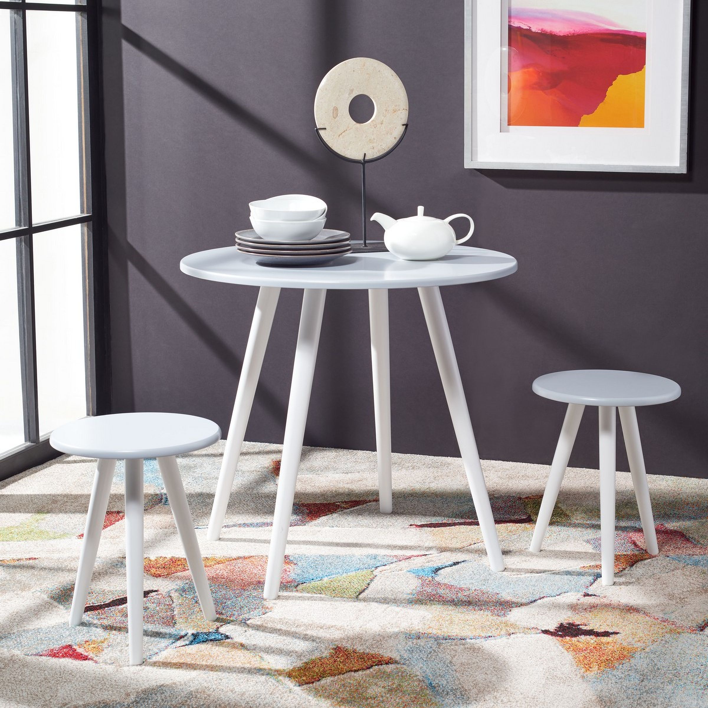 The appearance of Whitman 3 Piece Dining Set in Grey designed by Safavieh in the country / farmhouse interior design. This grey piece of furniture was selected by 1StopBedrooms from Whitman Collection to add a touch of cosiness and style into your home. Sku: DNS1400A. Material: Wood.