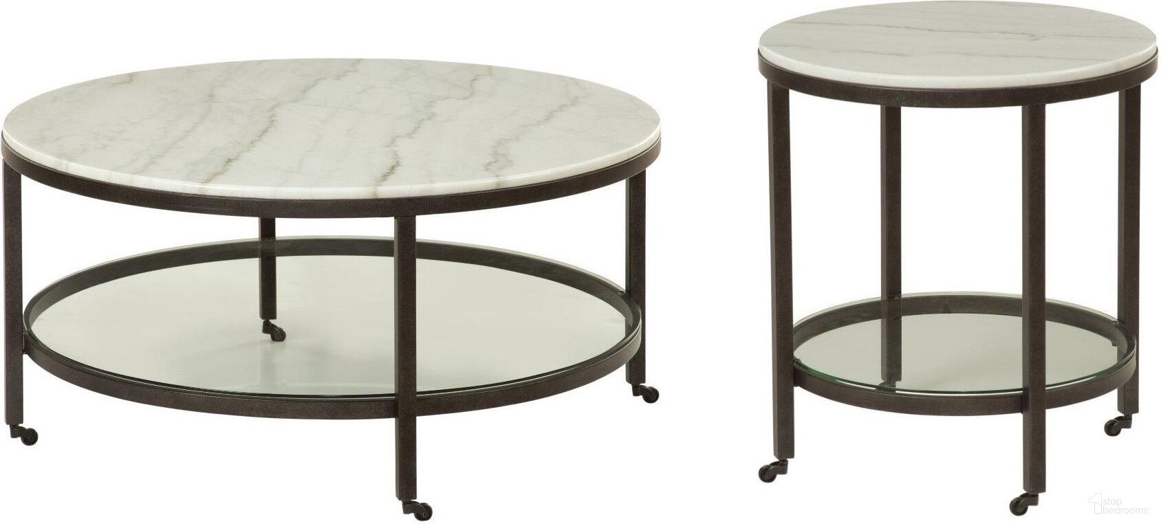 The appearance of Whitman Occasional Table Set In Bronze designed by Bassett Mirror Company in the transitional interior design. This bronze piece of furniture  was selected by 1StopBedrooms from Whitman Collection to add a touch of cosiness and style into your home. Sku: 1112-LR-120;1112-LR-220. Material: Marble.