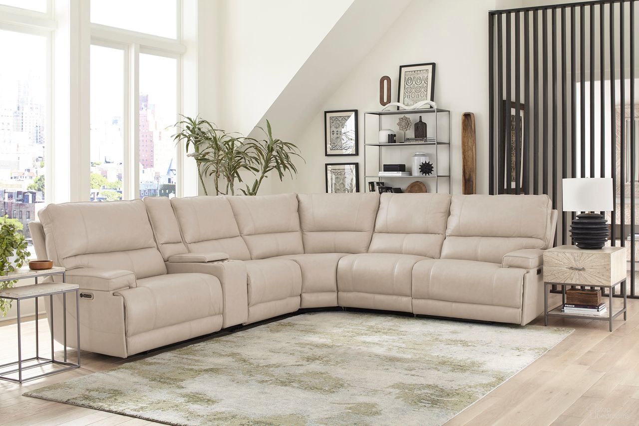 The appearance of Whitman Verona 6 Piece Modular Power Reclining Sectional With Power Headrests And Console In Linen designed by Parker House in the transitional interior design. This linen piece of furniture was selected by 1StopBedrooms from Whitman Collection to add a touch of cosiness and style into your home. Sku: MWHI#810P-P50-VLI;MWHI#811LPH-P50-VLI;MWHI#811RPH-P50-VLI;MWHI#840-P50-VLI;MWHI#850-P50-VLI;MWHI#860-P50-VLI. Material: Top Grain Leather. Layout: L-Shape.